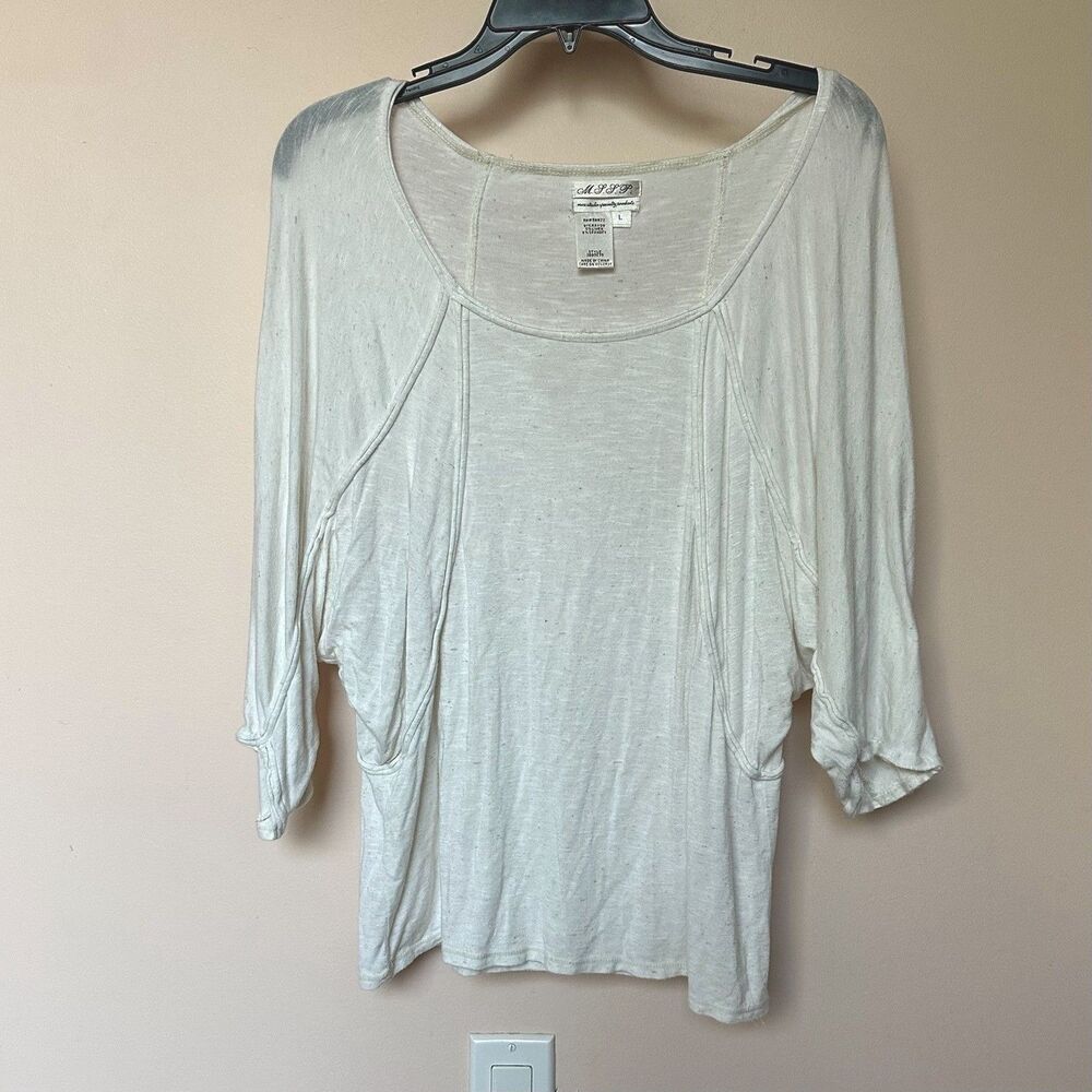 MSSP Top Women’s Lg Pullover Batwing Slouchy Boho Lagen Granola Girl Relaxed
